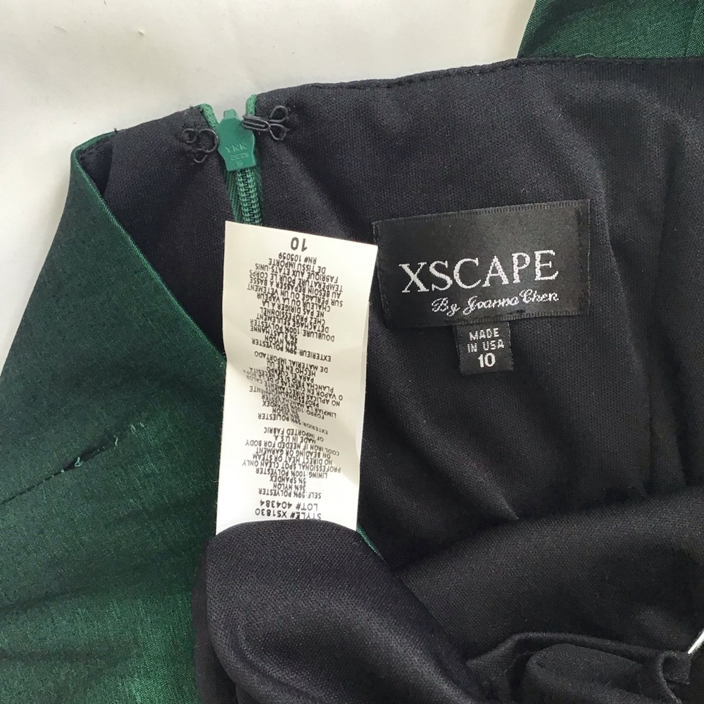 XSCAPE by Joanna Chen Women Elegant Dark Emerald Green One Shoulder Dress Sz 10 - Picture 14 of 14